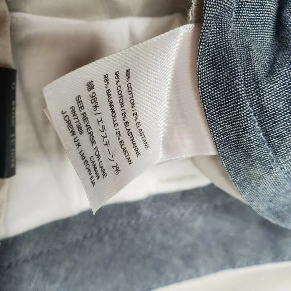 J. Crew Mens 31 9 Inseam Stretch Flat Front Shorts White Khaki Blue New